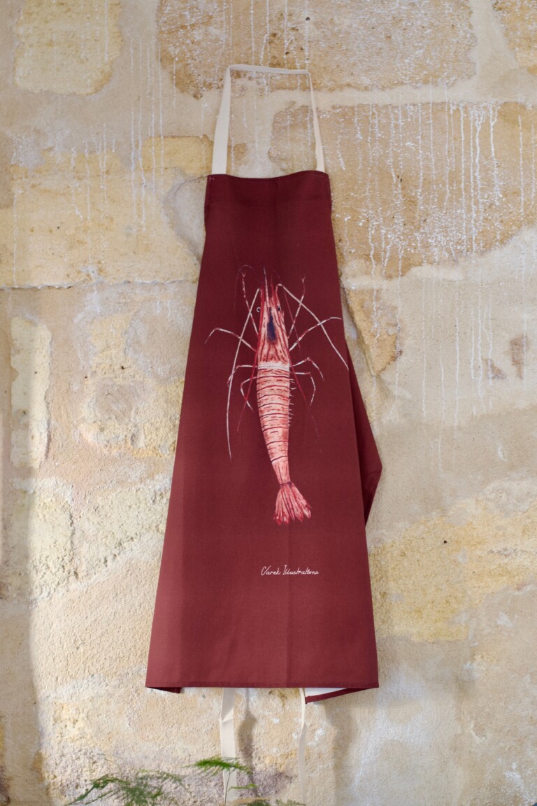 varek.illustrations - Tablier Rouge brun 100% coton : La Crevette