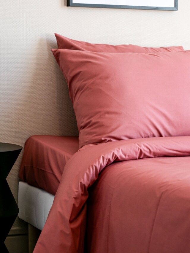 Dejorine - Taies d'oreiller X2 en Percale de coton - Vieux rose