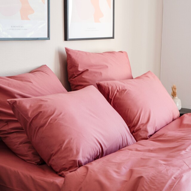 Dejorine - Parure de lit en Percale de coton - Vieux rose