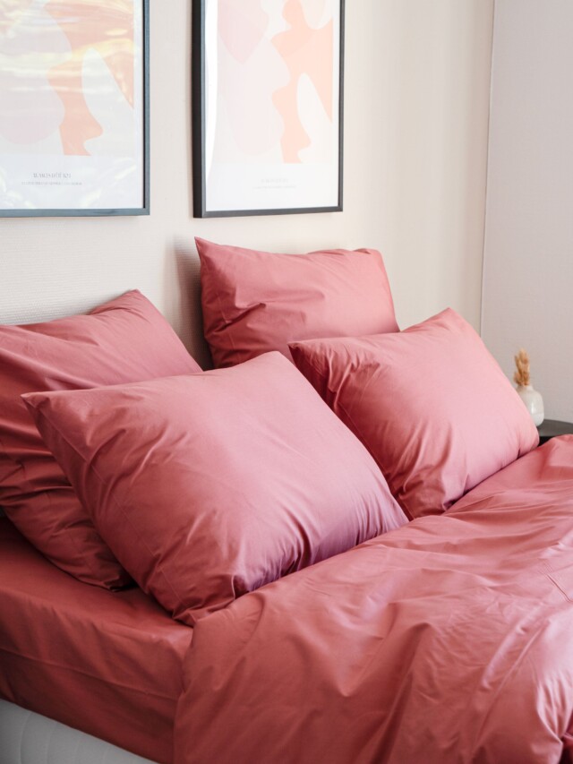 Dejorine - Parure de lit en Percale de coton - Vieux rose