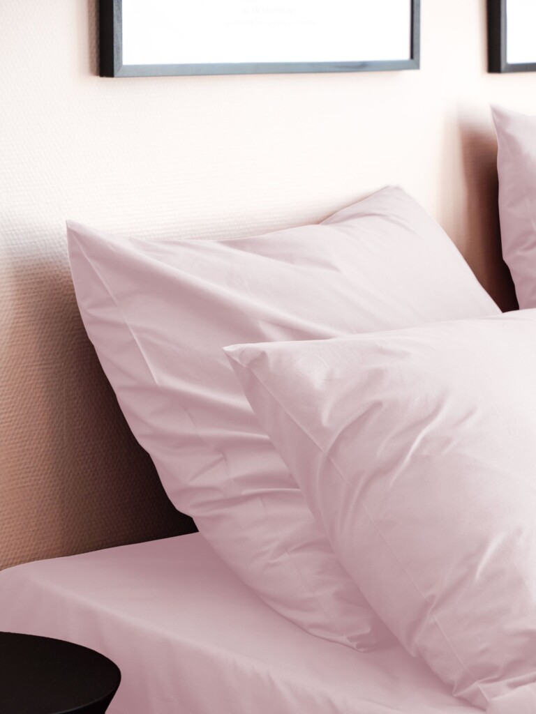 Dejorine - Taies d'oreiller X2 en Percale de coton - Rose poudré – 50x70cm