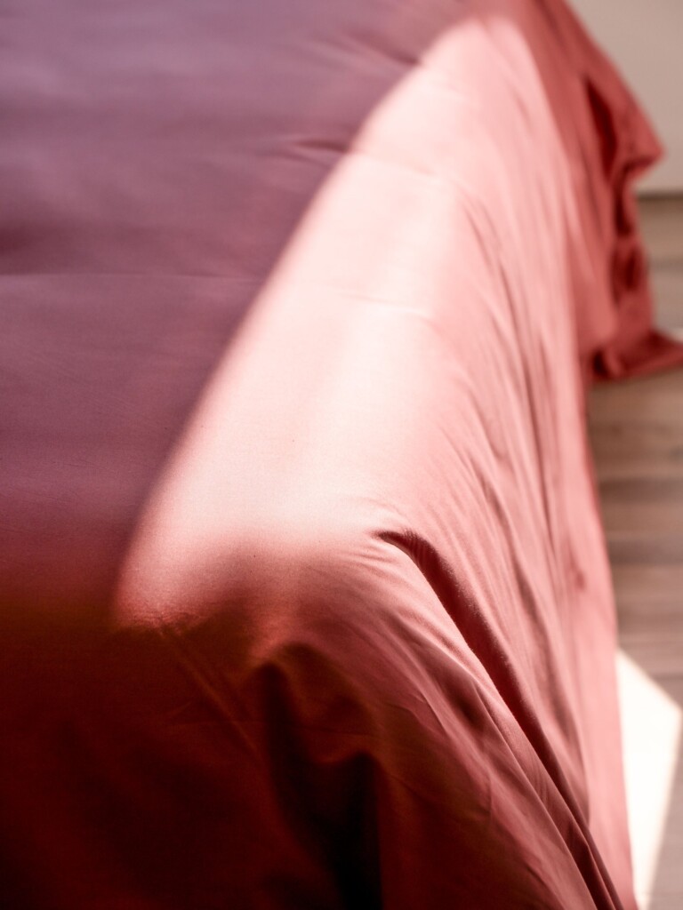 Dejorine - Parure de lit en Percale de coton - Vieux rose – 200x200cm / 280x240cm / 65x65cm