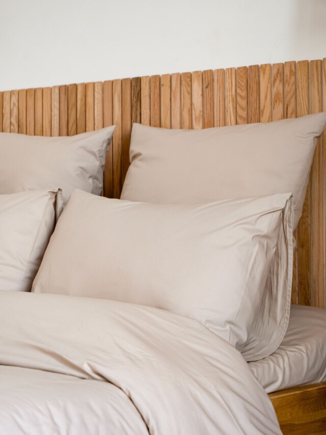 Dejorine - Taies d'oreiller X2 en Percale de coton - Beige