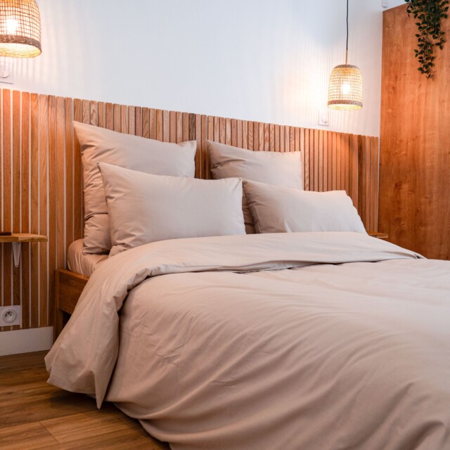 Dejorine - Taies d'oreiller X2 en Percale de coton - Beige