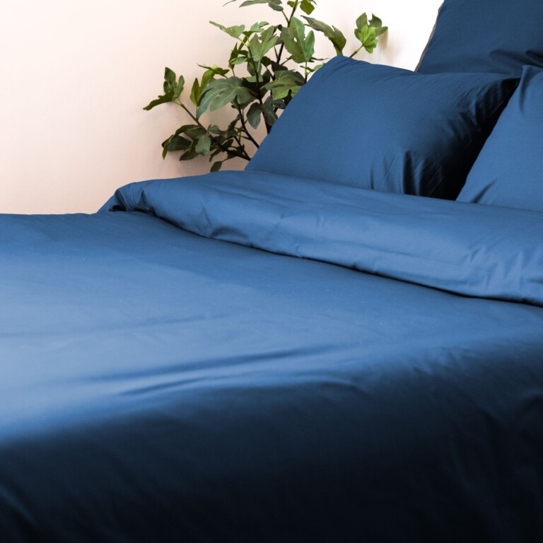Dejorine - Parure de lit en Percale de coton - Bleu marine – 200x200cm / 280x240cm / 65x65cm