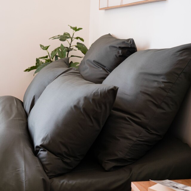 Dejorine - Taies d'oreiller X2 en Percale de coton - Gris anthracite