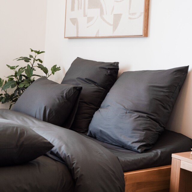 Dejorine - Taies d'oreiller X2 en Percale de coton - Gris anthracite