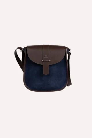 Daguet - Sac Agnès – Marron – Velours bleu nuit