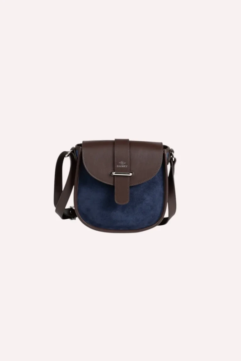 Daguet - Sac Petit Agnès - Marron - Velours bleu nuit