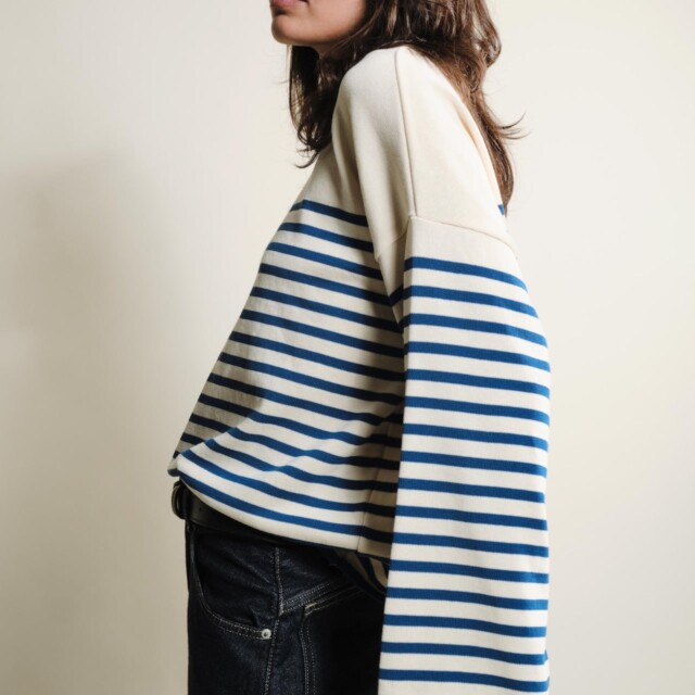 Tricots Jean Marc - Lori manches longues - Naturel / Bleu roi