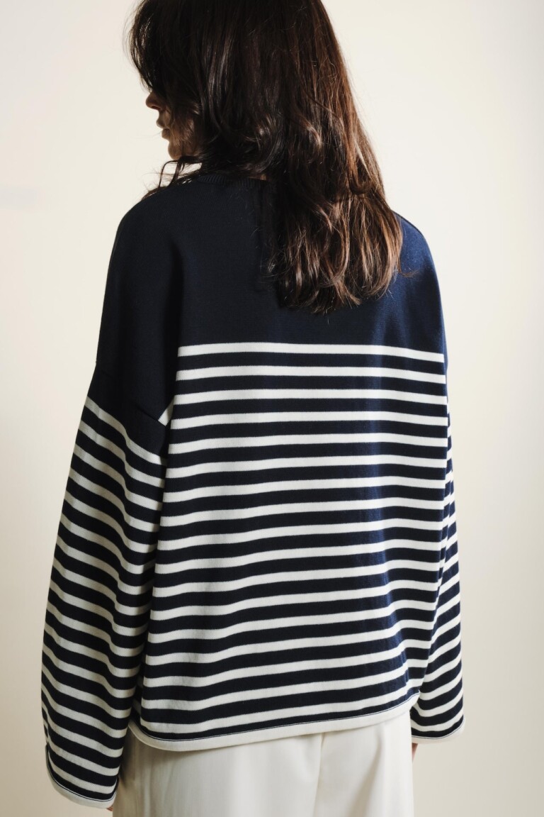 Tricots Jean Marc - Lori manches longues - Marine / Naturel – M
