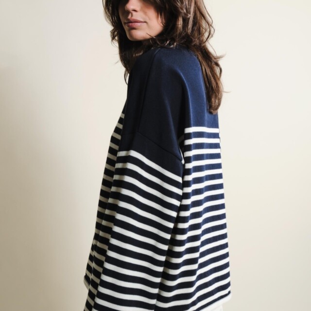 Tricots Jean Marc - Lori manches longues - Marine / Naturel