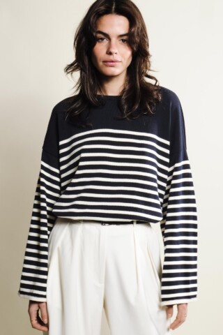 Tricots Jean Marc - Lori manches longues – Marine / Naturel