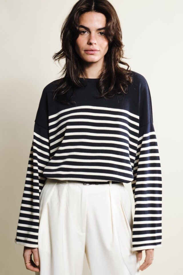 Tricots Jean Marc - Lori manches longues – Marine / Naturel