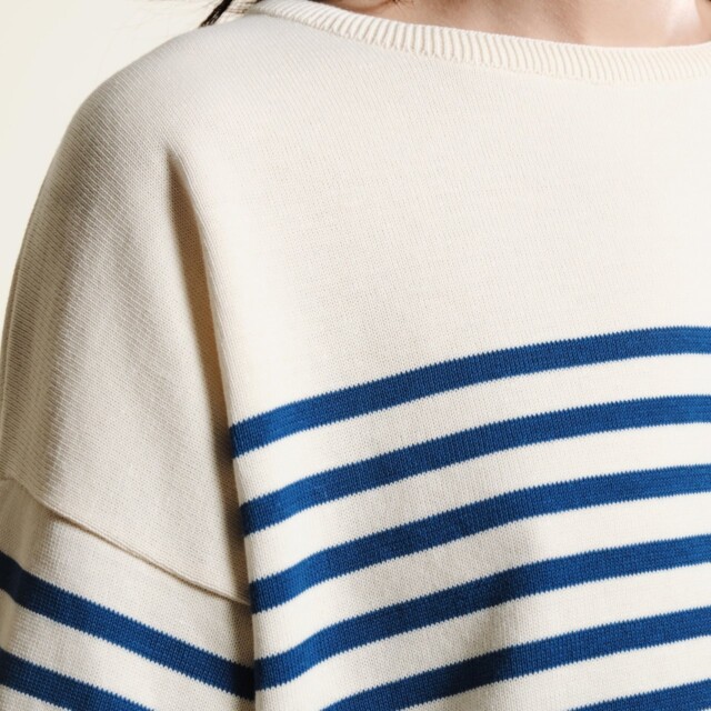 Tricots Jean Marc - Lori manches courtes - Naturel / Bleu roi