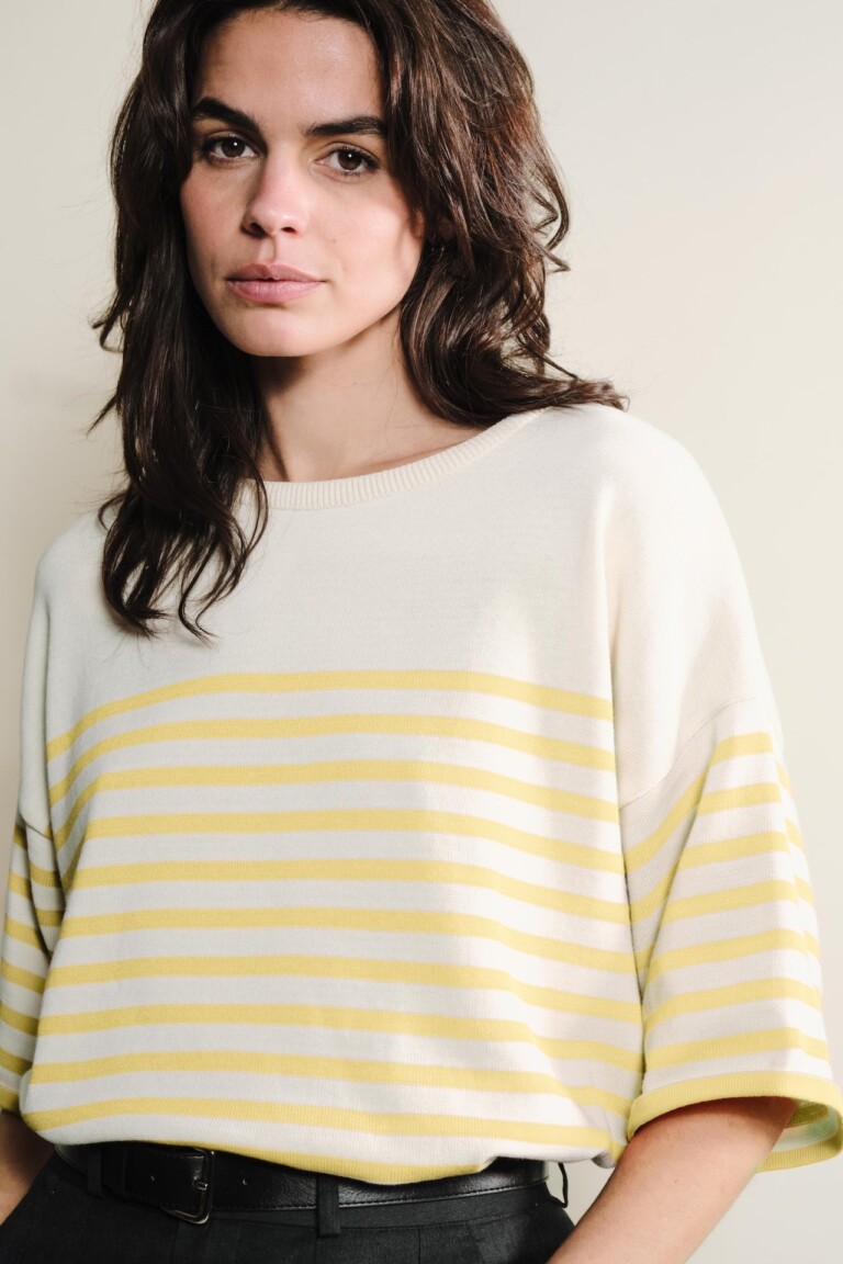 Tricots Jean Marc - Lori manches courtes - Naturel / Jaune