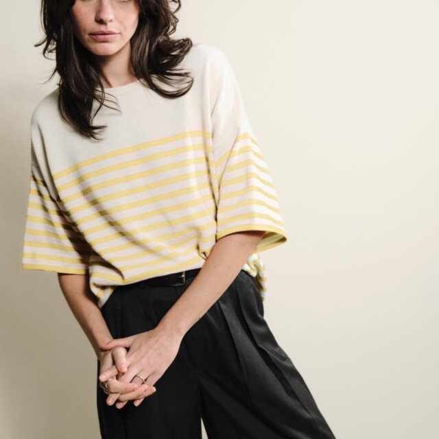 Tricots Jean Marc - Lori manches courtes - Naturel / Jaune