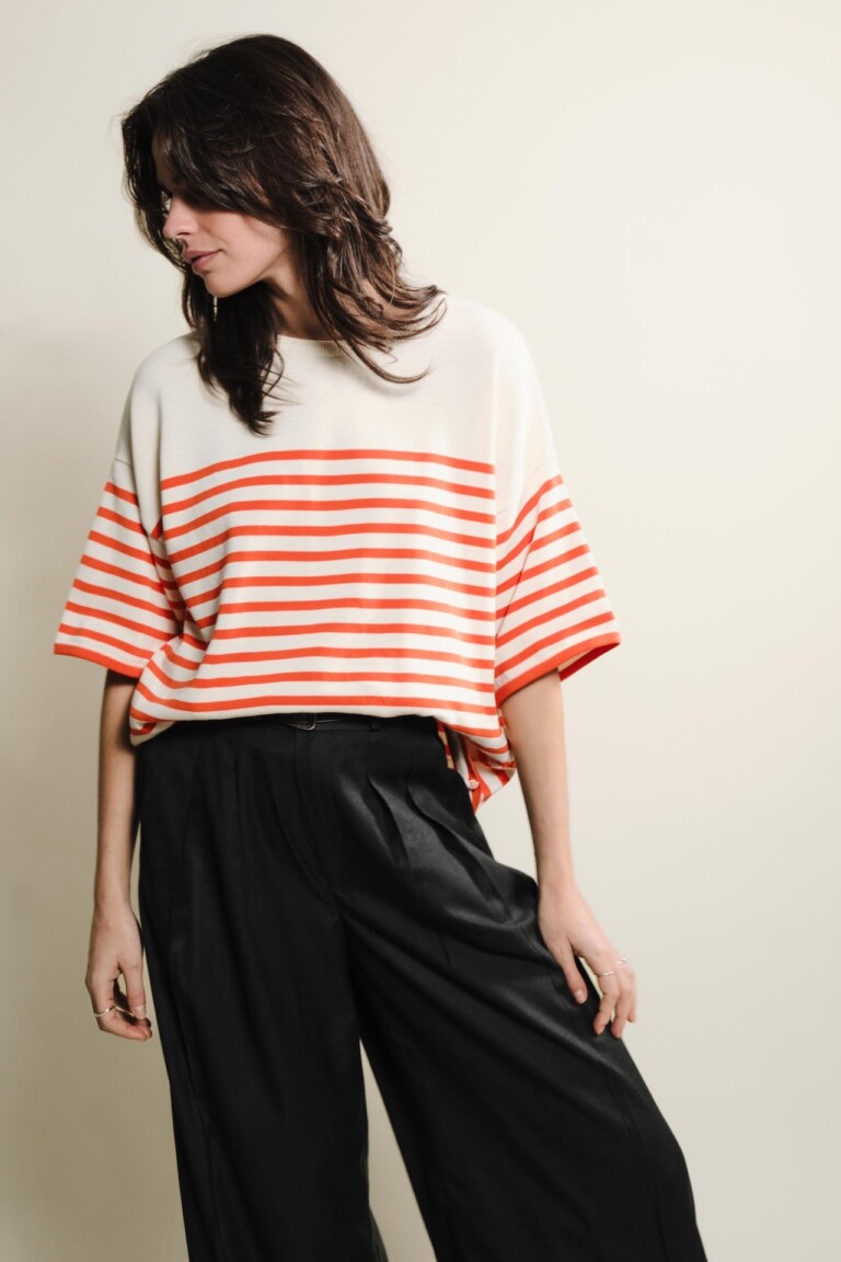 Tricots Jean Marc - Lori manches courtes - Naturel / Orange