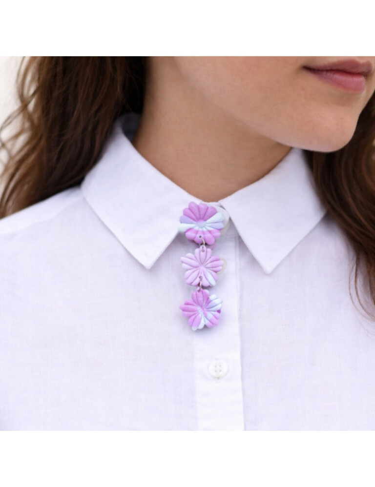 L'Atelier de Patricia - cache bouton chemise - cascade fleurs pastel Dégradé rose