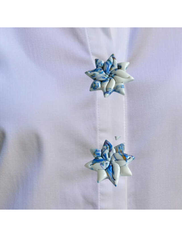 L’atelier de Patricia - Cache bouton chemise – étoile bleu Bleu clair