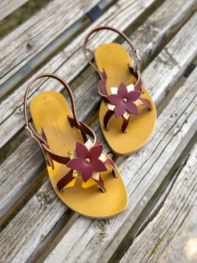 Max Vincent - Sandales brides croisees ceylan vespera cuir tannage vegetal bordeaux doré femme