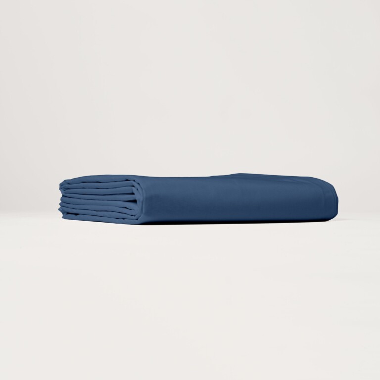 Dejorine - Drap housse en Percale de coton - Bleu marine – 90x200cm / Bonnet 30cm