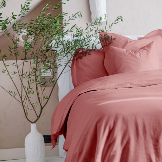 Dejorine - Housse de couette en Percale de coton - Vieux rose
