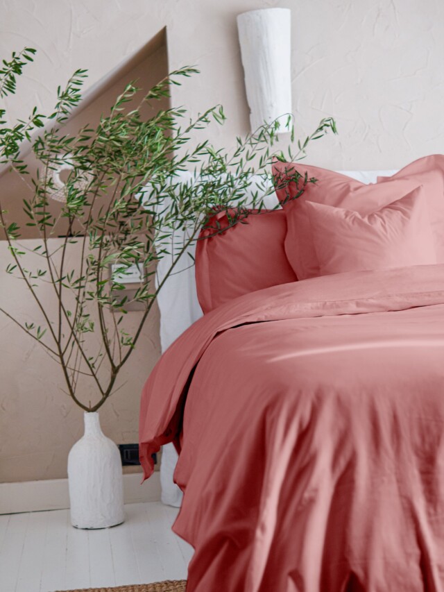 Dejorine - Housse de couette en Percale de coton - Vieux rose