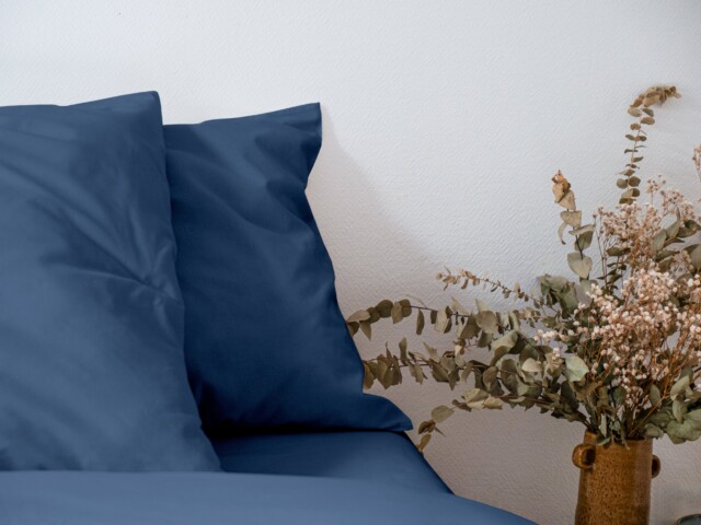 Dejorine - Parure de lit en Percale de coton - Bleu marine