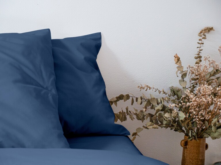 Dejorine - Parure de lit en Percale de coton - Bleu marine – 200x200cm / 280x240cm / 65x65cm