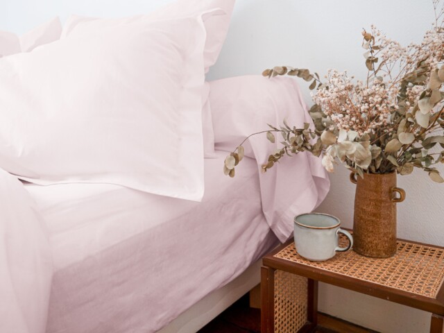 Dejorine - Parure de lit en Percale de coton - Rose poudré