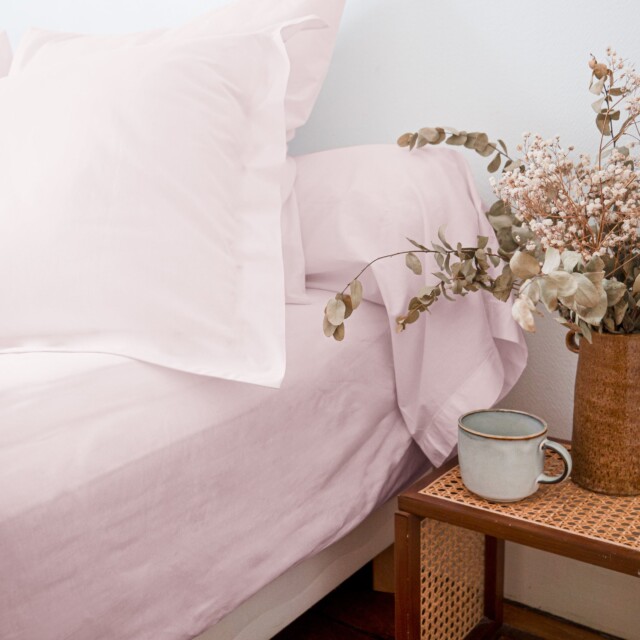 Dejorine - Parure de lit en Percale de coton - Rose poudré