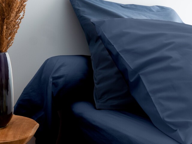 Dejorine - Taies d'oreiller X2 en Percale de coton - Bleu marine