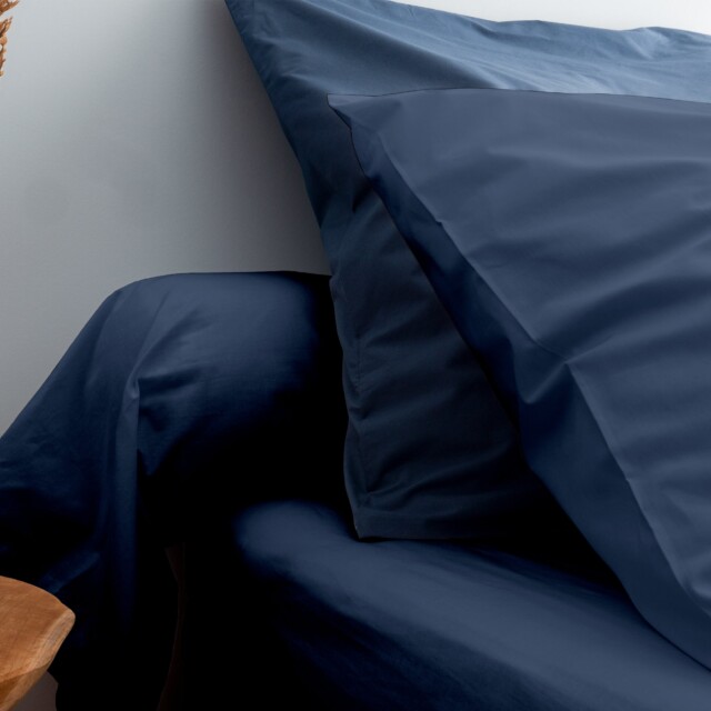 Dejorine - Taies d'oreiller X2 en Percale de coton - Bleu marine