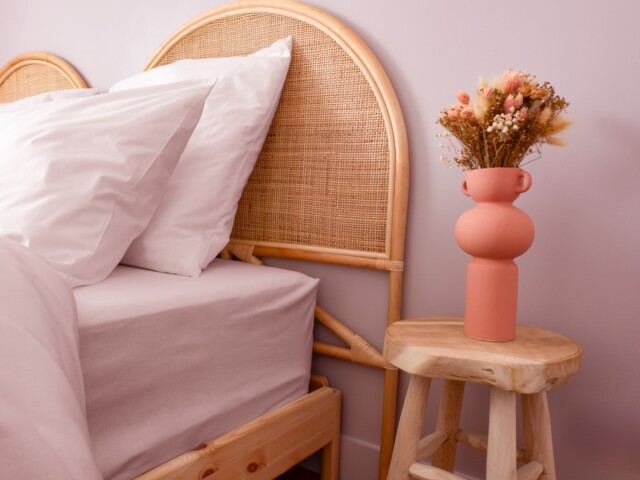 Dejorine - Drap housse en Percale de coton - Rose poudré