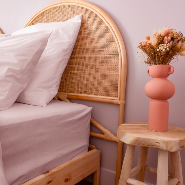 Dejorine - Drap housse en Percale de coton - Rose poudré