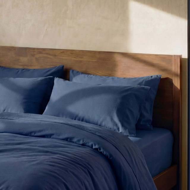 Dejorine - Drap housse en Percale de coton - Bleu marine