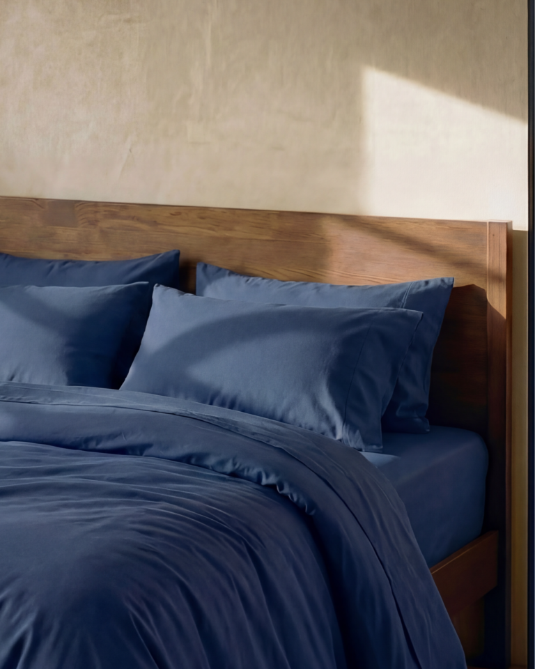 Dejorine - Drap housse en Percale de coton - Bleu marine – 90x200cm / Bonnet 30cm