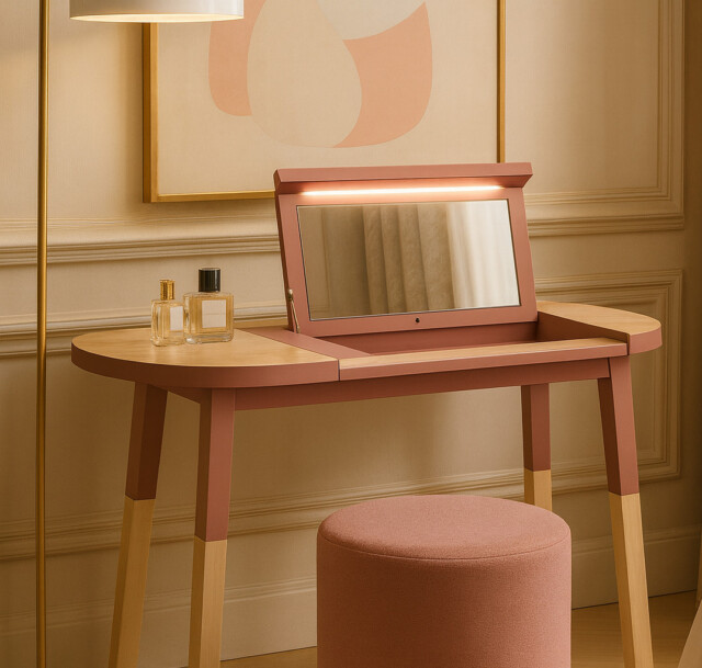MON PETIT MEUBLE FRANÇAIS - Coiffeuse rose ÉGÉE - douceur du design contemporain en bois massif