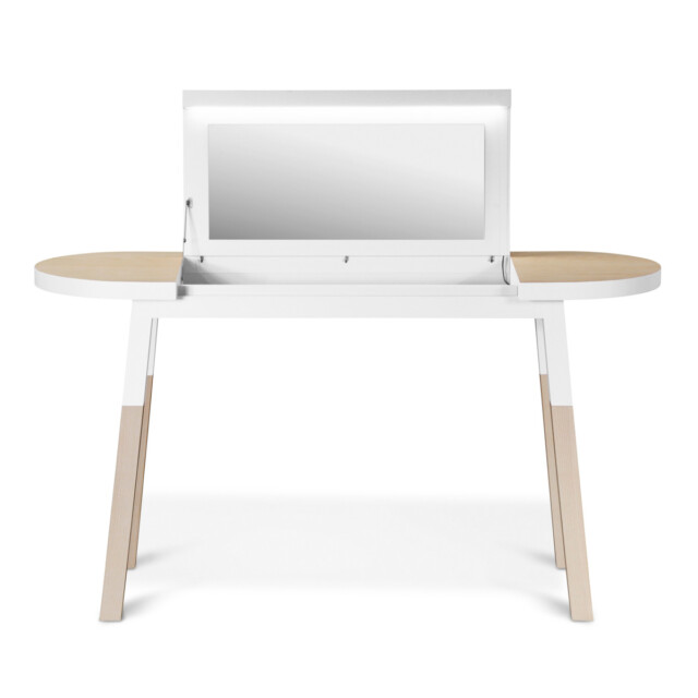 Mon Petit Meuble Français - Coiffeuse blanche ÉGÉE – bois massif, miroir lumineux intégré