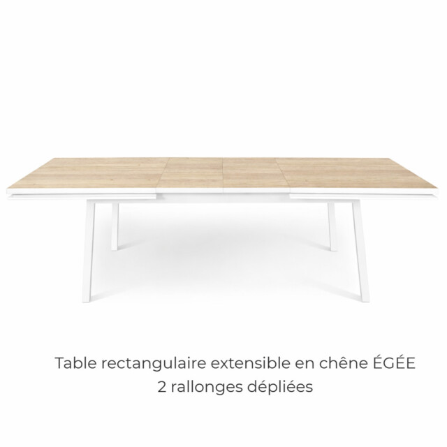 MON PETIT MEUBLE FRANÇAIS - Table extensible ÉGÉE en chêne naturel - piétement blanc