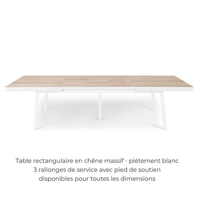 MON PETIT MEUBLE FRANÇAIS - Table extensible ÉGÉE en chêne naturel - piétement blanc