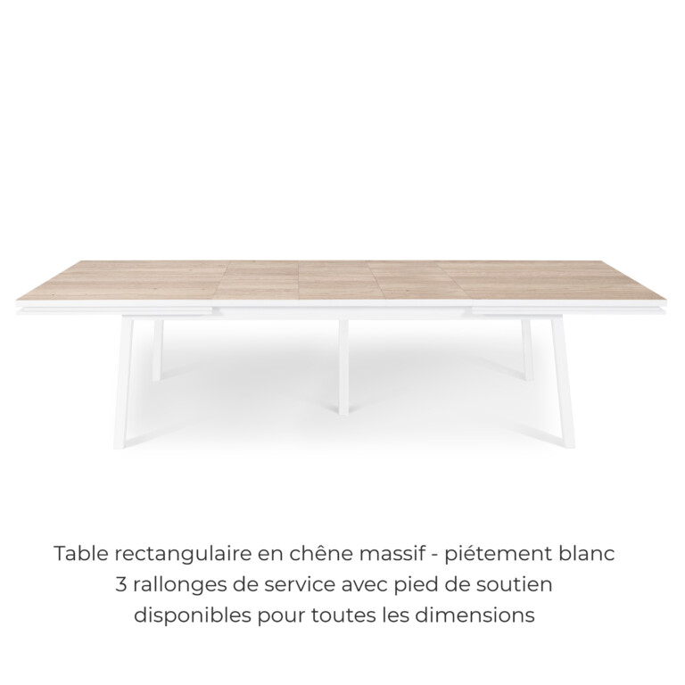 MON PETIT MEUBLE FRANÇAIS - Table extensible ÉGÉE en chêne naturel - piétement blanc