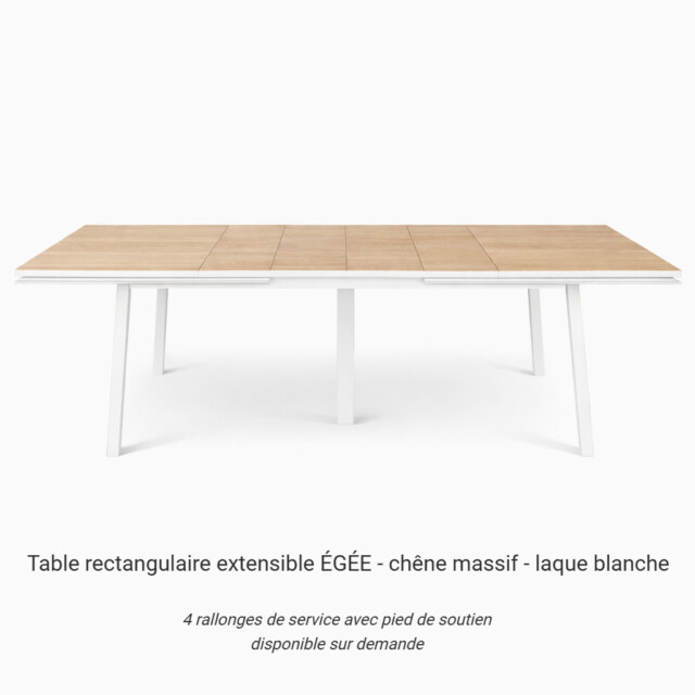 MON PETIT MEUBLE FRANÇAIS - Table extensible ÉGÉE en chêne naturel - piétement blanc