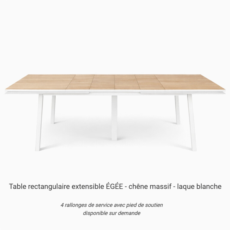 MON PETIT MEUBLE FRANÇAIS - Table extensible ÉGÉE en chêne naturel - piétement blanc