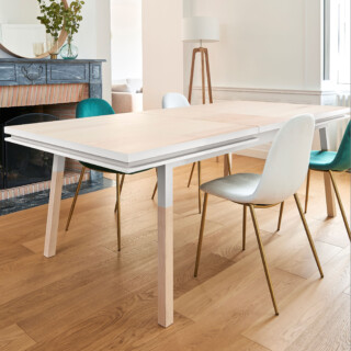 MON PETIT MEUBLE FRANÇAIS - Table blanche rectangulaire ÉGÉE bois massif - finition "culottes courtes"