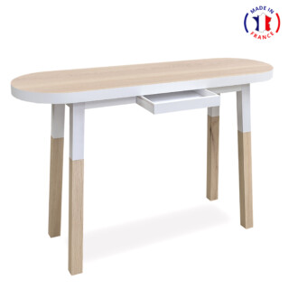 Mon Petit Meuble Français - Console en bois massif ovale ÉGÉE H.90 cm – 12 longueurs, 11 couleurs