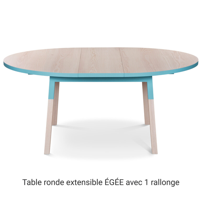 MON PETIT MEUBLE FRANÇAIS - Table ronde extensible bois massif ÉGÉE • rallonge intégrée • Ø 130 à 150 cm