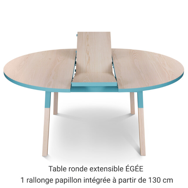 MON PETIT MEUBLE FRANÇAIS - Table ronde extensible en bois massif ÉGÉE - 11 couleurs