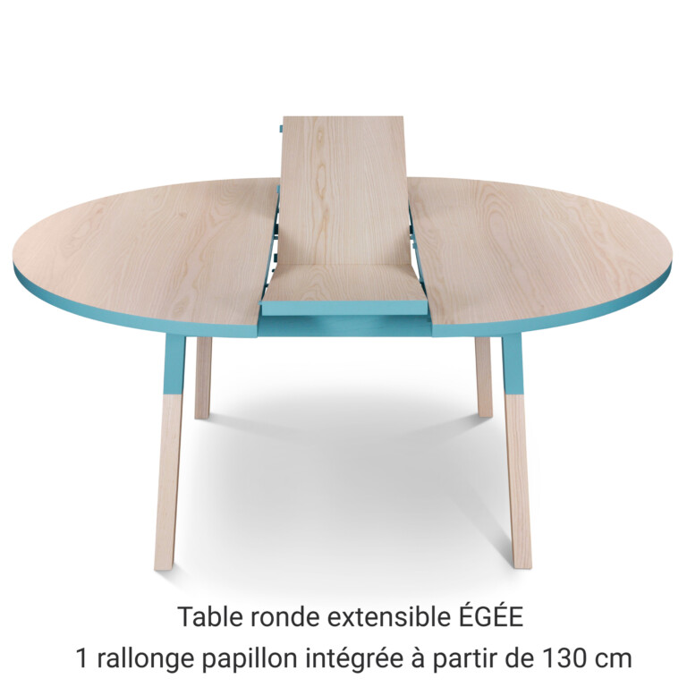 MON PETIT MEUBLE FRANÇAIS - Table ronde extensible bois massif ÉGÉE • rallonge intégrée • Ø 130 à 150 cm